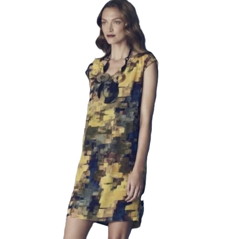 Anthropologie Maeve Pixel Impressionist Silk Dress